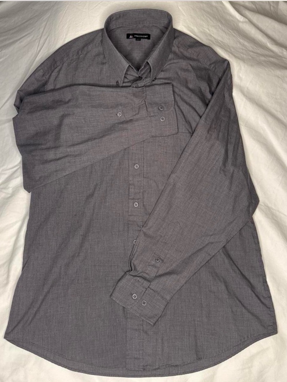 Precision Men's Gray Button-Down Dress Shirt